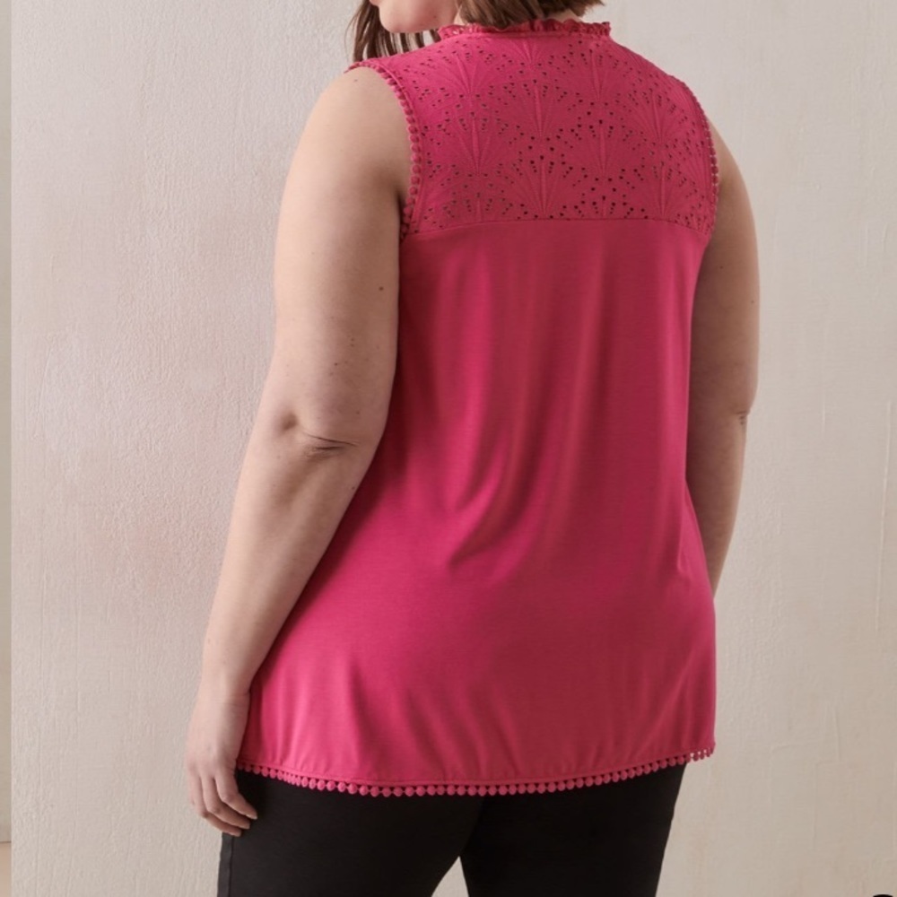 Plus Size 4X Sleeveless top with eyelet yoke, In Every Story - Picture 4 of 11